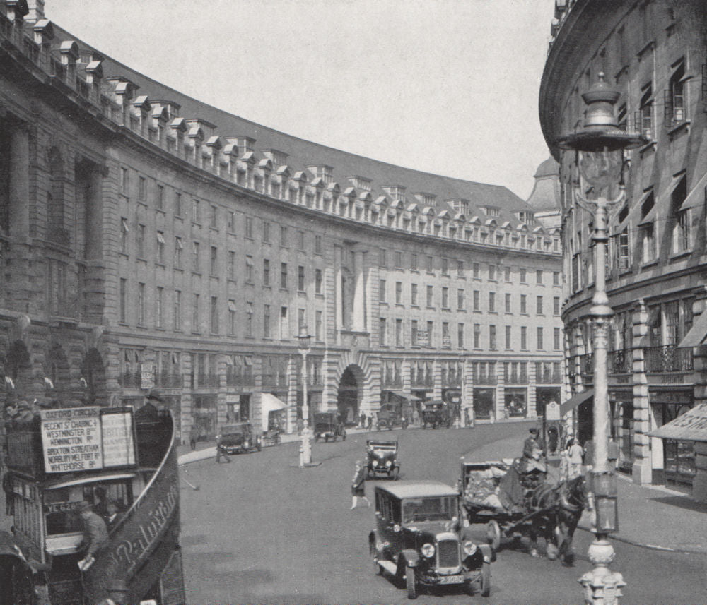 Regent Street from Piccadilly Circus. E.O. HOPPÉ. London 1930 old print